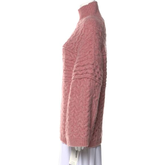Nanushka Raw Cable-Knit Chunky Oversized Turtleneck Sweater in Pink - Picture 6 of 7